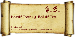 Horánszky Balázs névjegykártya